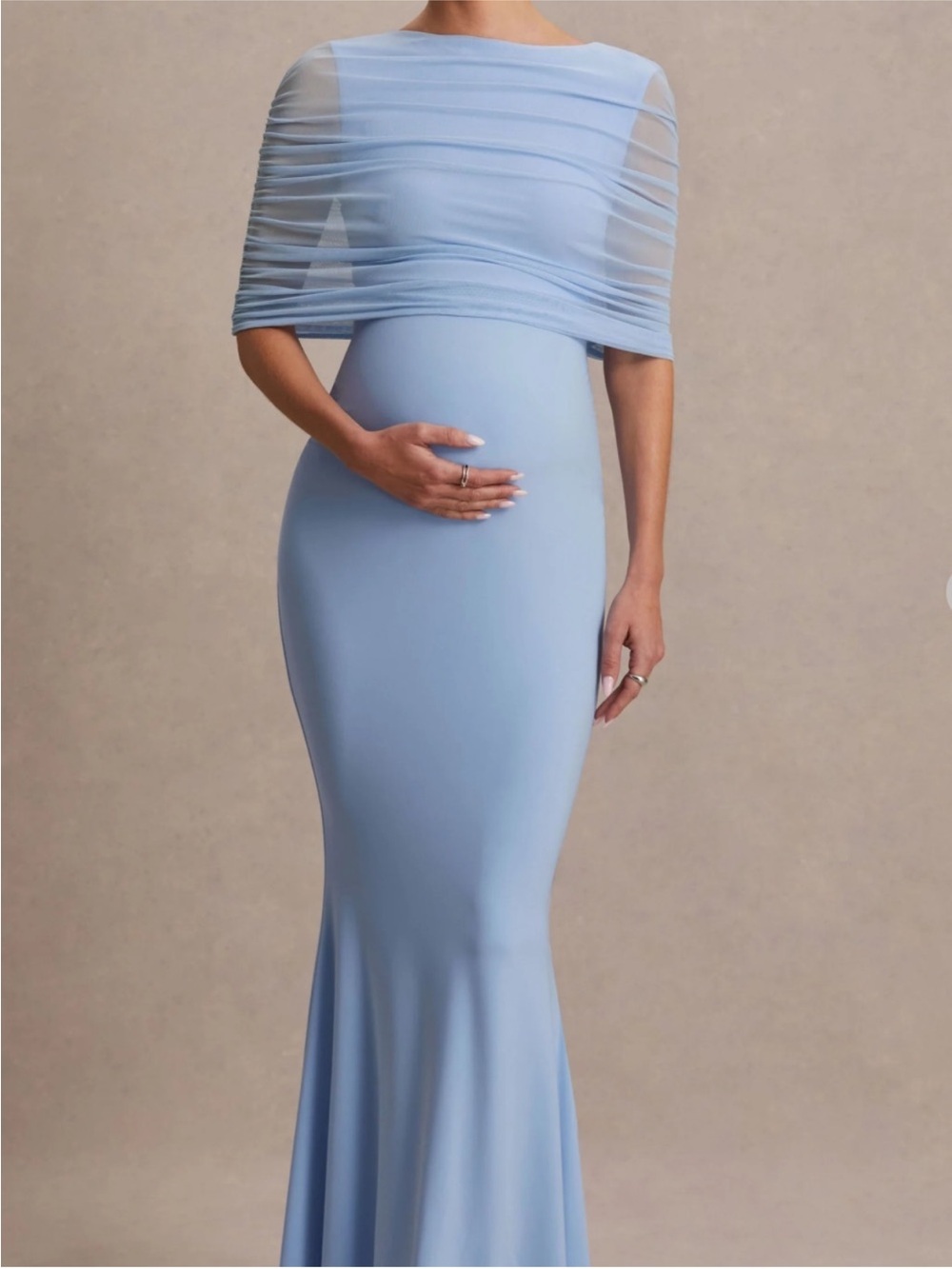 Club L London Zaria Baby Blue Maternity Maxi Dress | Size 6